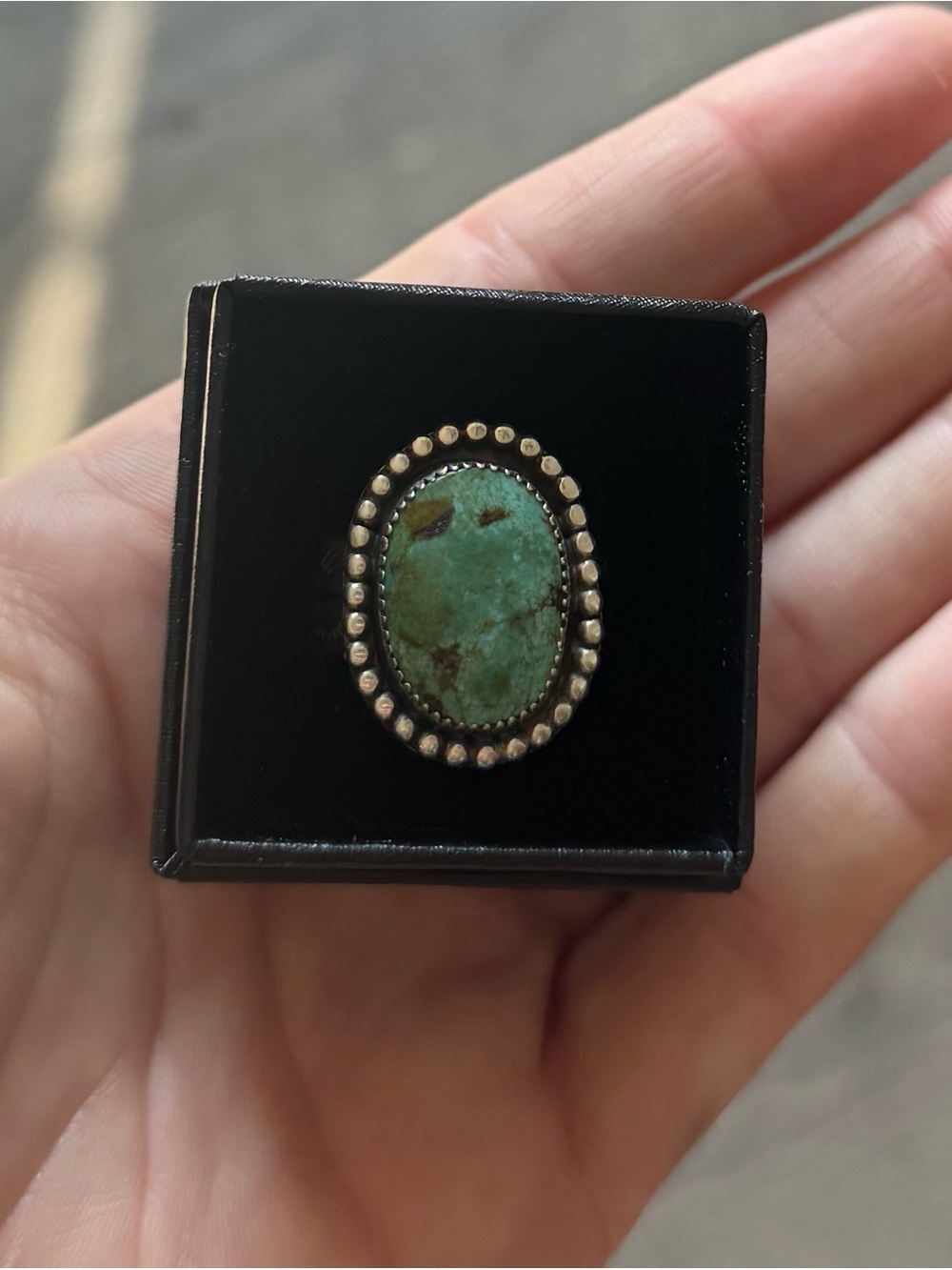 925 Sterling silver and Hubei turquoise ring